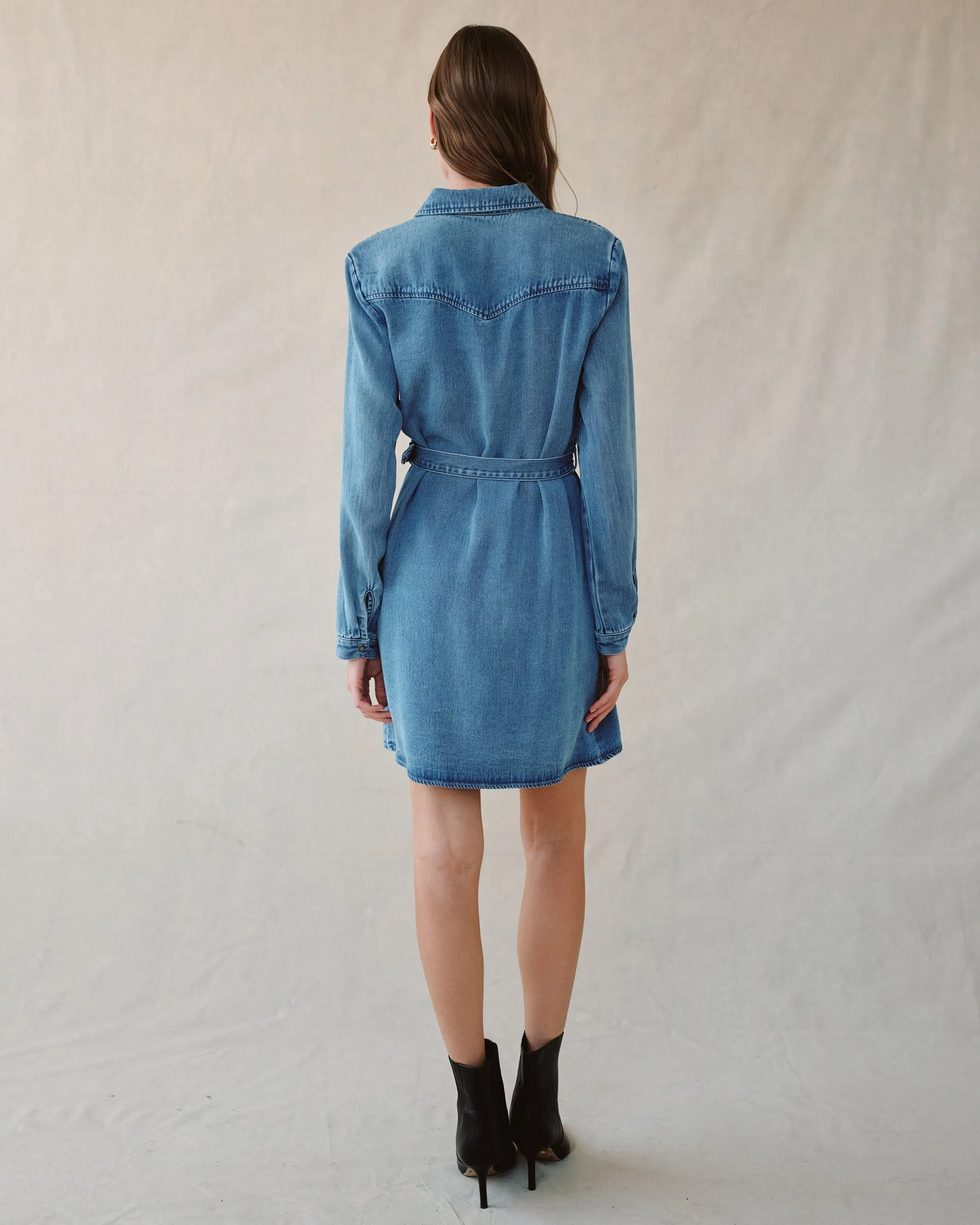 Flap Pocket Belted Shirt Dress - Medium Vintage Wash sold by Bella Dahl product image thumbnail 5