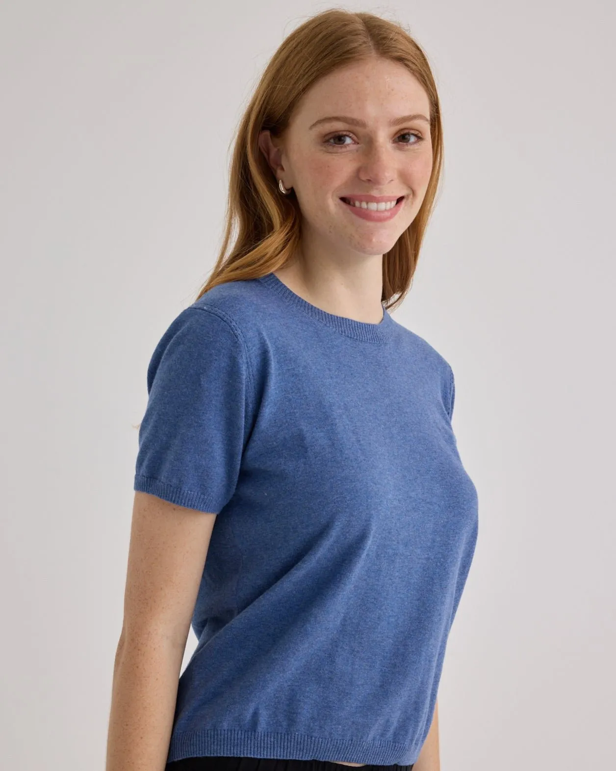 Short Sleeve Crew Neck Knit Top - Hudson Blue sold by Bella Dahl product image thumbnail 2