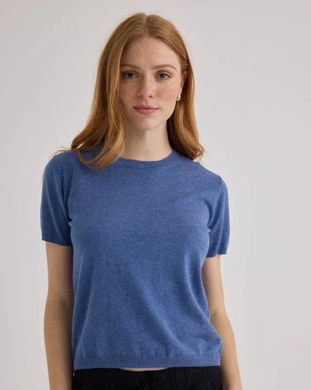 Short Sleeve Crew Neck Knit Top - Hudson Blue sold by Bella Dahl
