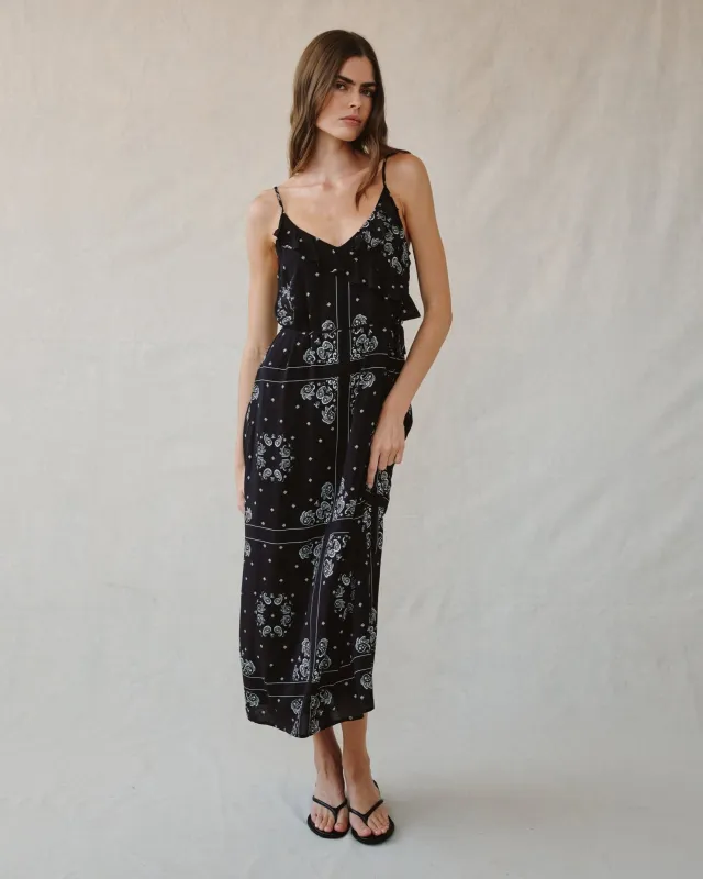 Ruffle Cami Midi Dress- Bandana Print sold by Bella Dahl