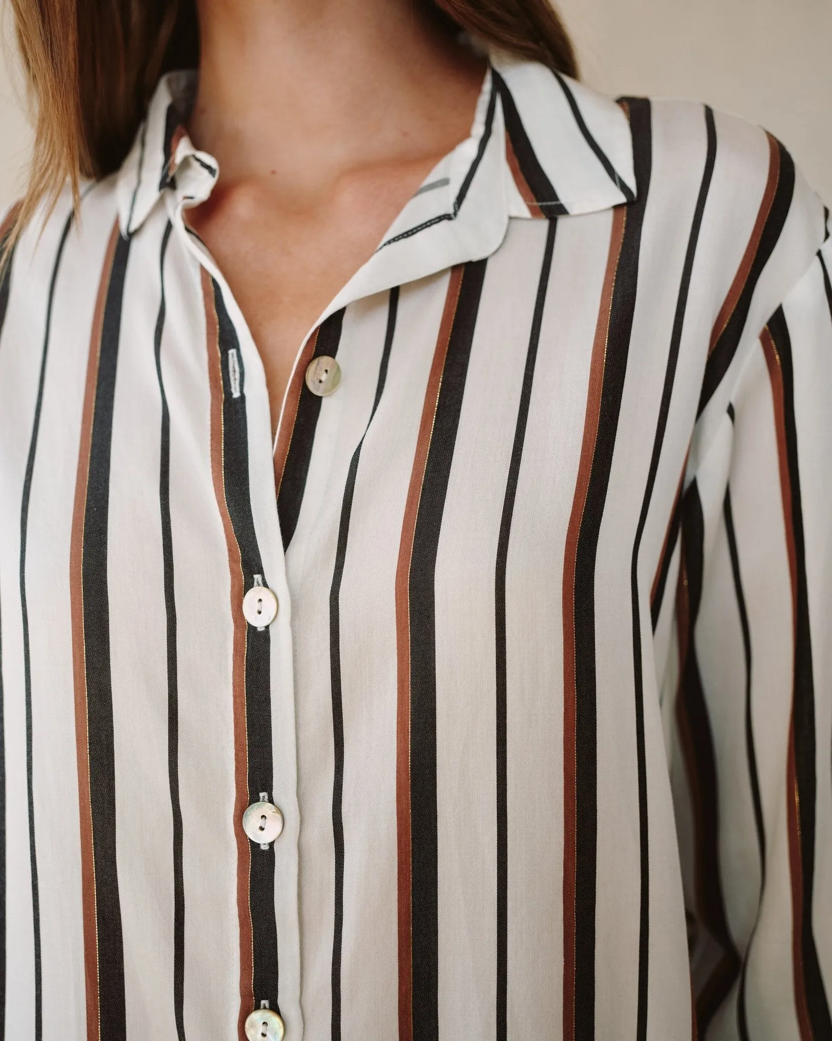 Boyfriend Button Down- Autumn Lurex Stripe sold by Bella Dahl product image thumbnail 3
