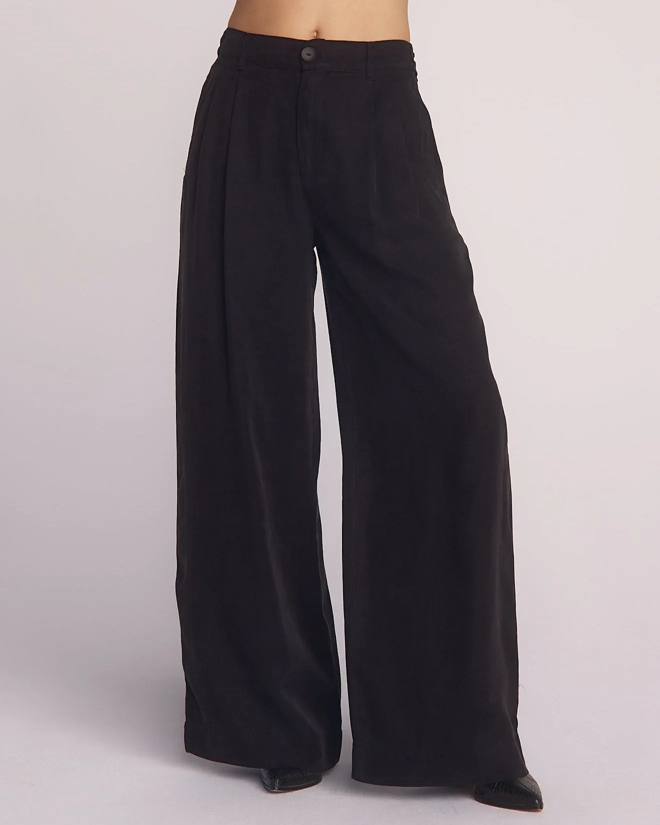 Double Pleated Wide Leg High Waist Pant- Black sold by Bella Dahl