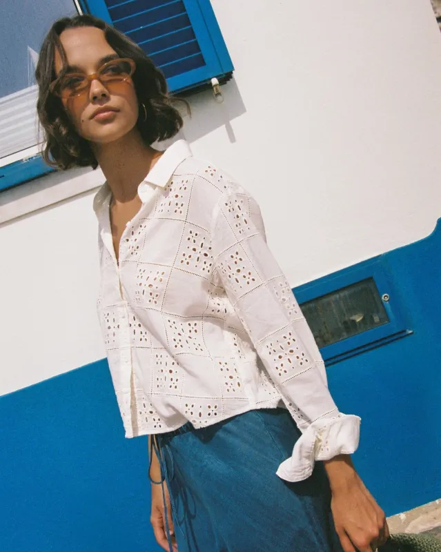 Eyelet Embroidery Button Down - Soft Ivory sold by Bella Dahl