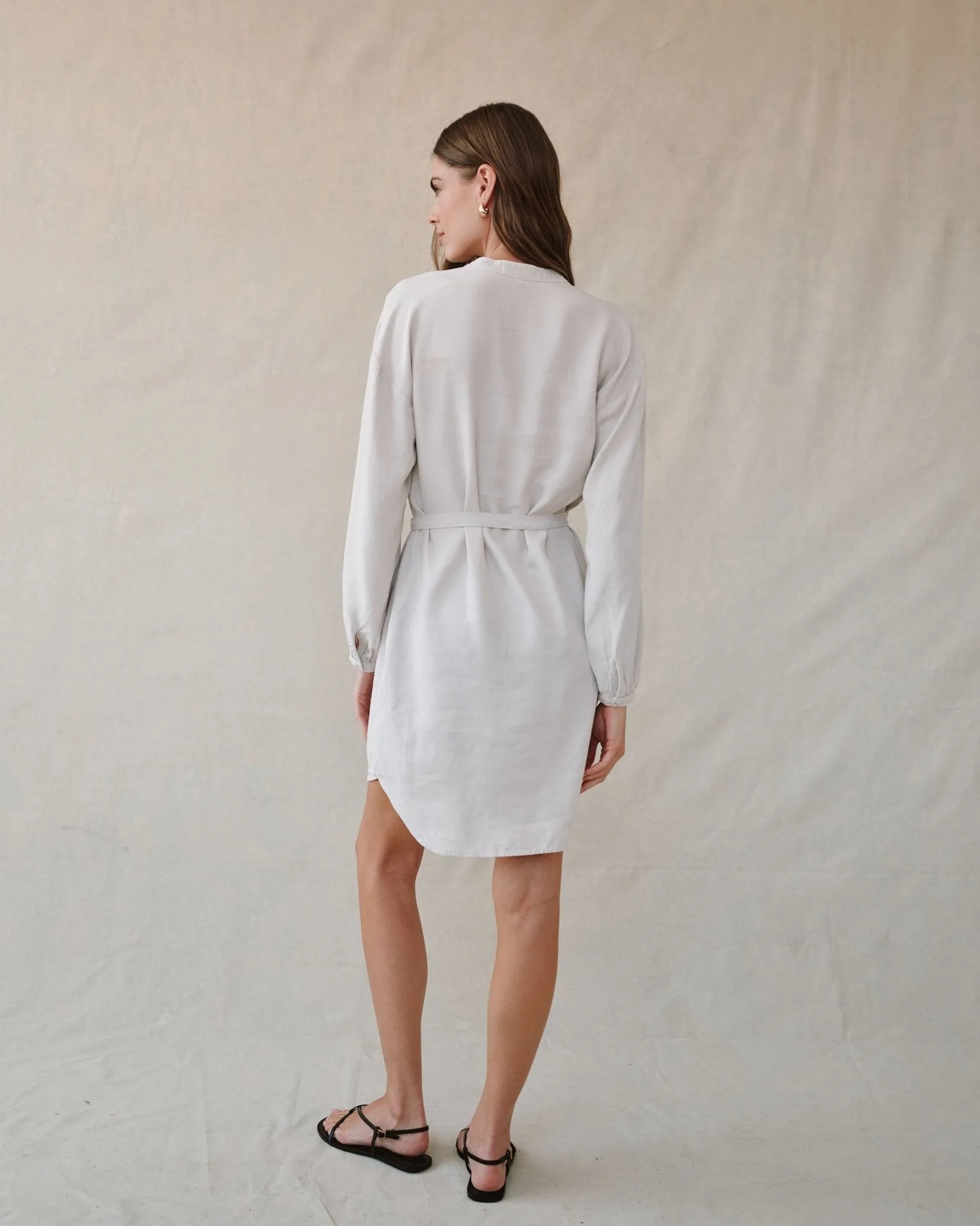 Long Sleeve Belted Mini Dress - Ivory Stone sold by Bella Dahl product image thumbnail 5