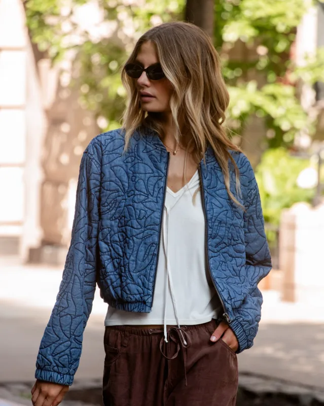 Cropped Zip Jacket- Indigo Lagoon Wash sold by Bella Dahl