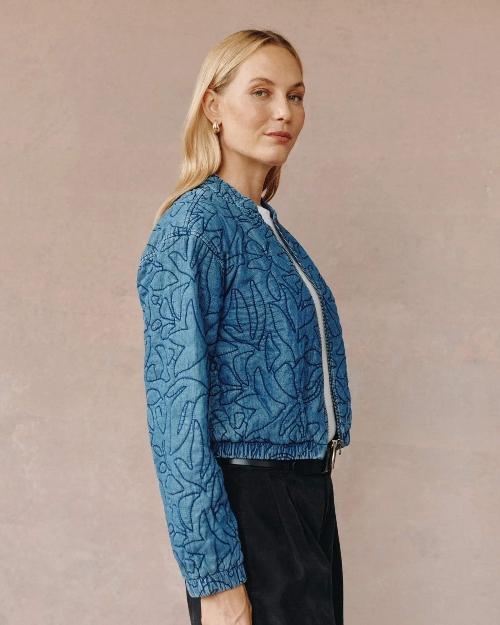 Cropped Zip Jacket- Indigo Lagoon Wash sold by Bella Dahl product image thumbnail 5