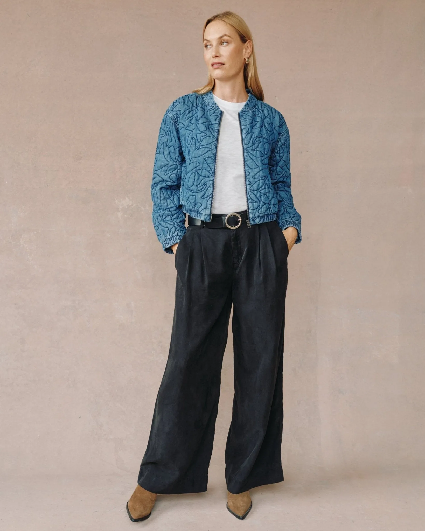 Cropped Zip Jacket- Indigo Lagoon Wash sold by Bella Dahl product image thumbnail 2