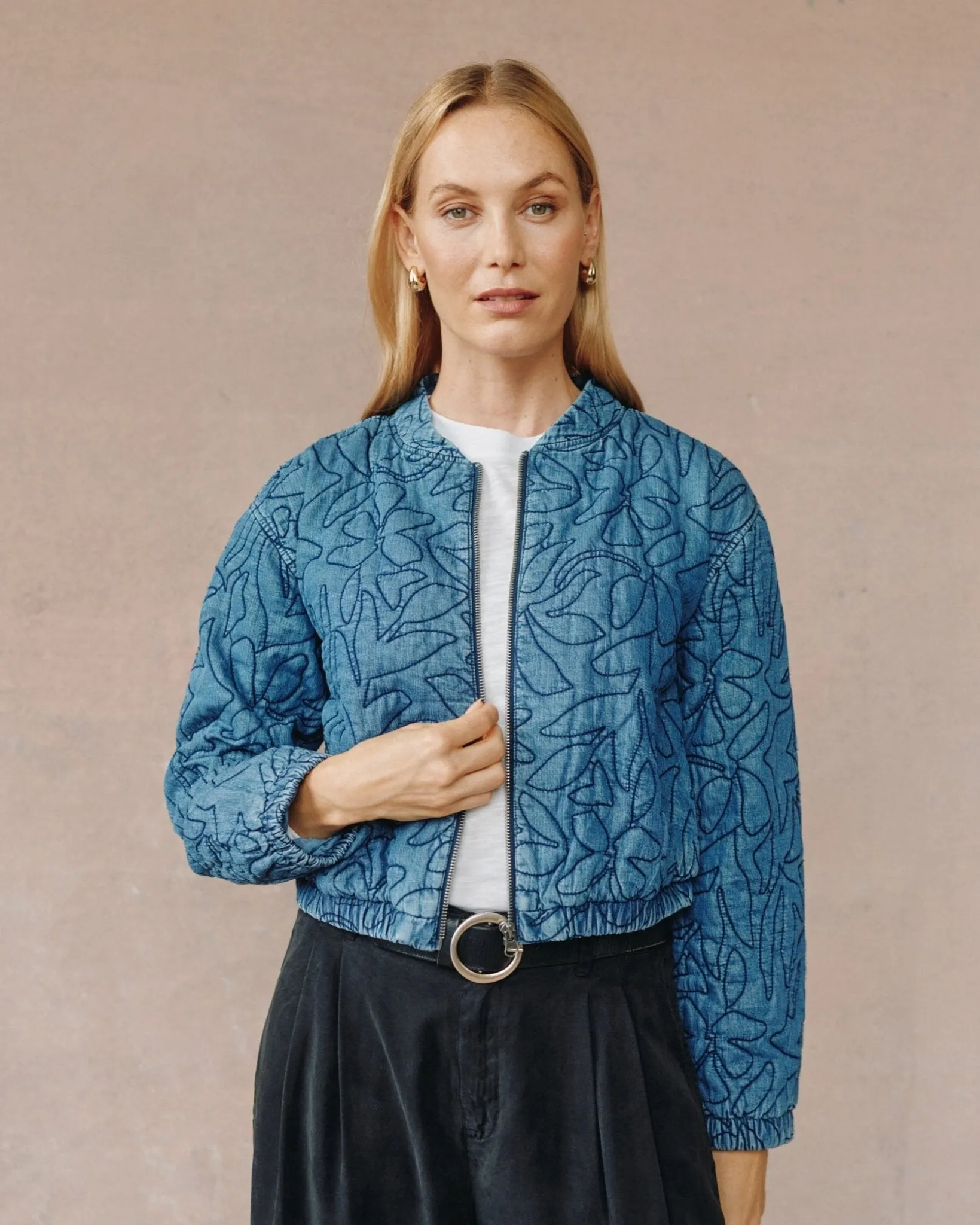 Cropped Zip Jacket- Indigo Lagoon Wash sold by Bella Dahl product image thumbnail 3