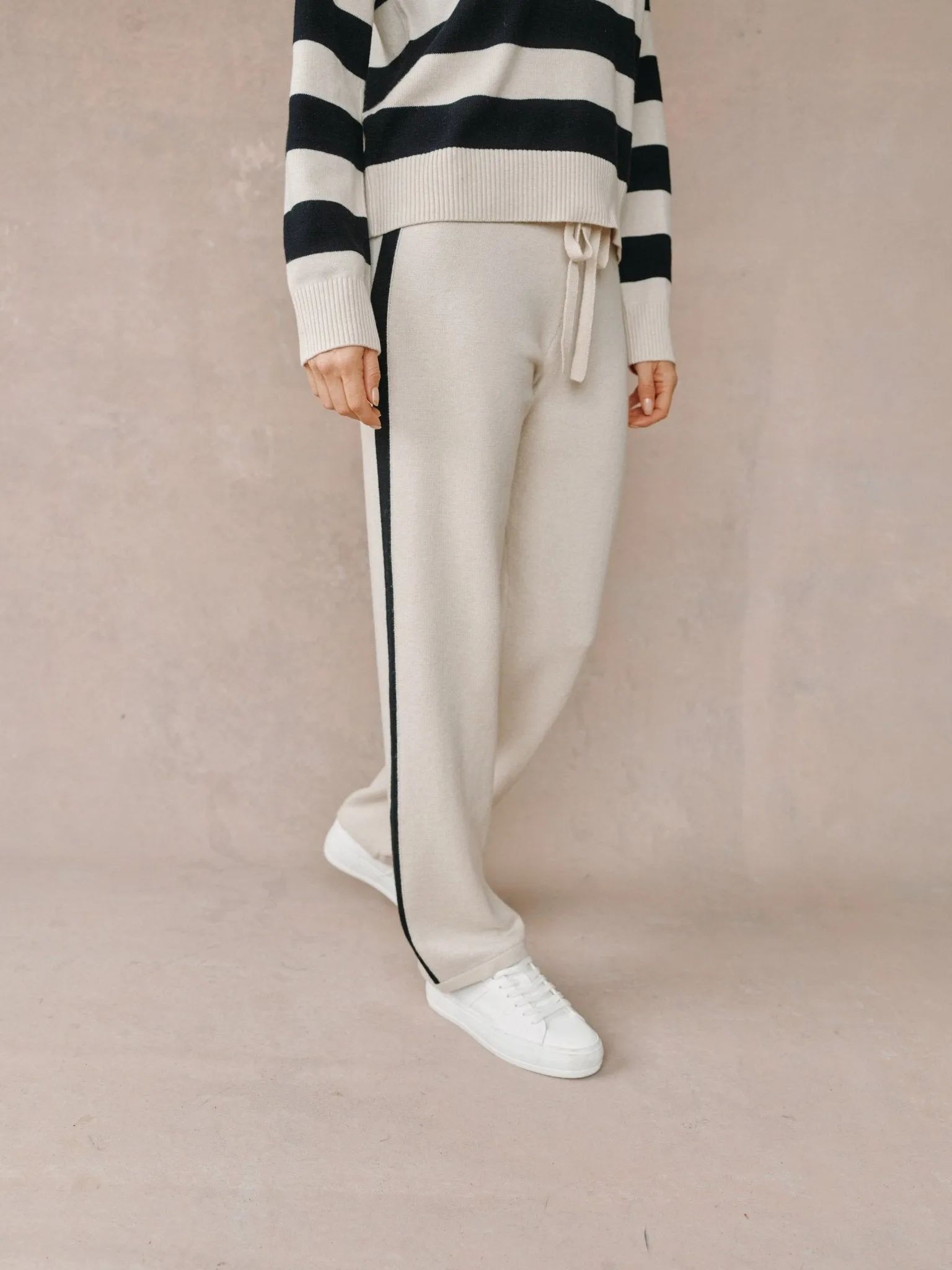 Side Stripe Straight Leg Pant- Oat & Black sold by Bella Dahl product image thumbnail 4