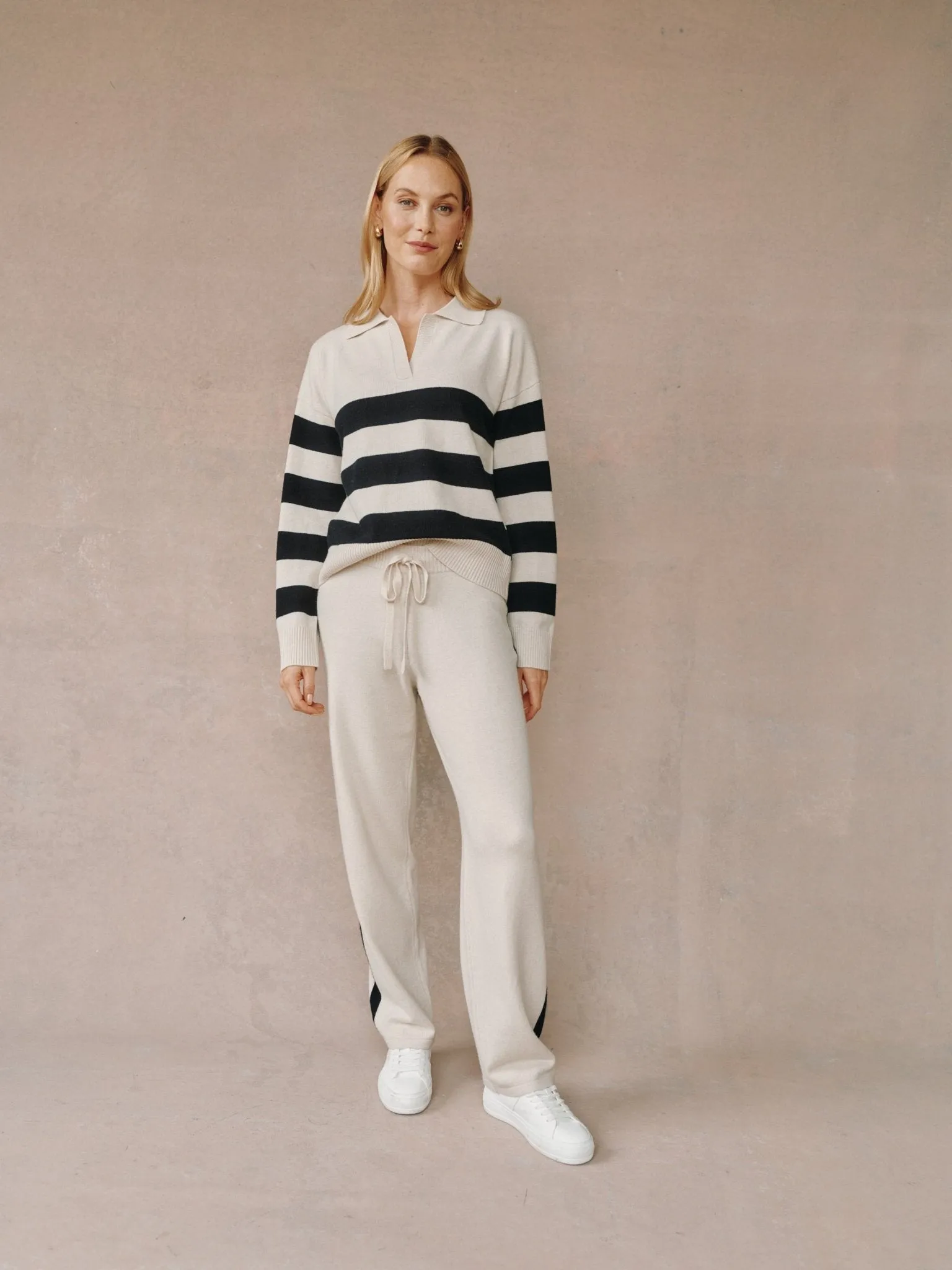 Side Stripe Straight Leg Pant- Oat & Black sold by Bella Dahl product image thumbnail 2