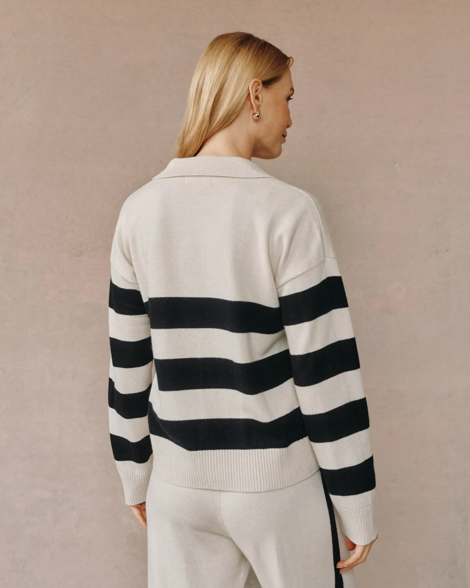 Stripe Placket Pullover Sweater- Oat & Black sold by Bella Dahl product image thumbnail 5