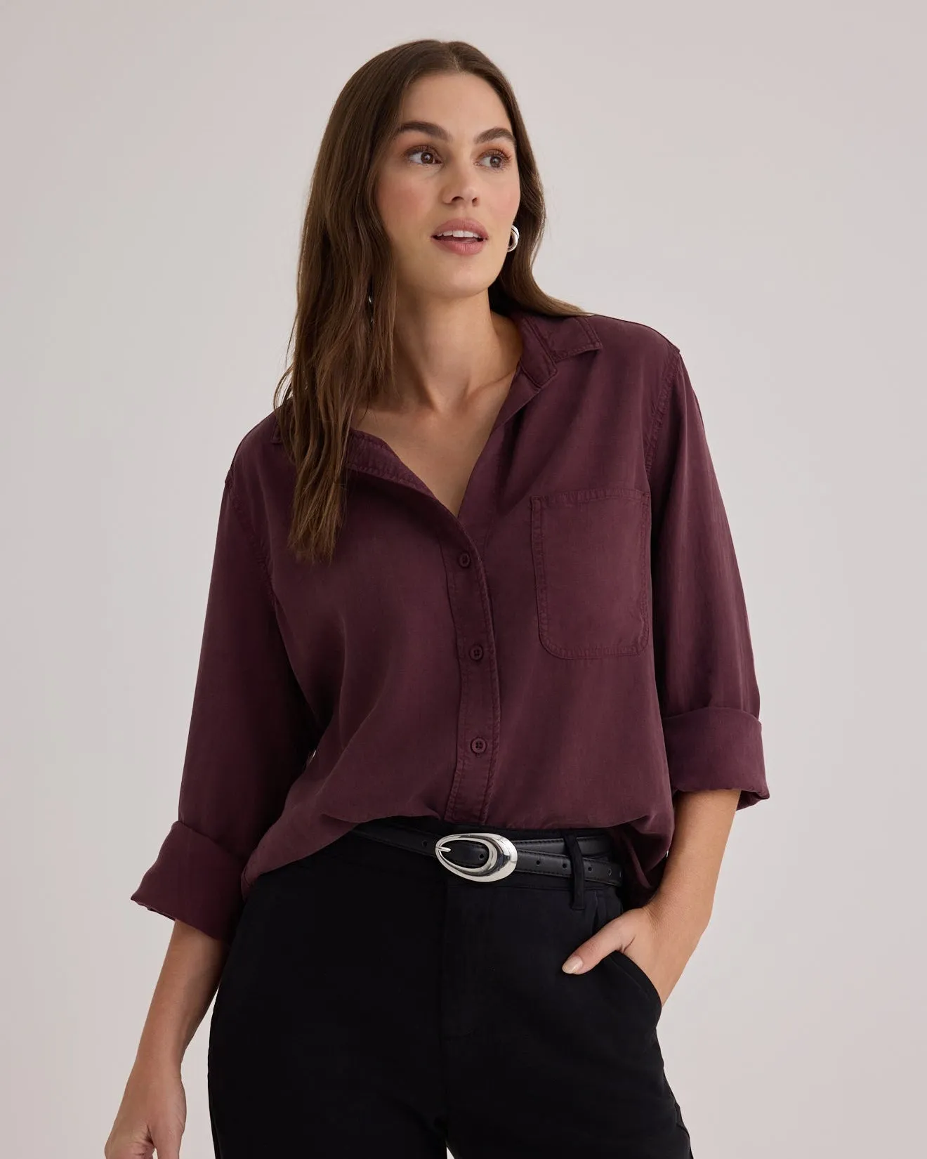 Shirt Tail Button Down - Pinot Noir sold by Bella Dahl product image thumbnail 2