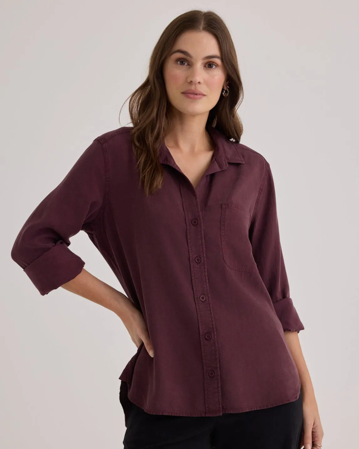 Shirt Tail Button Down - Pinot Noir sold by Bella Dahl product image thumbnail 3