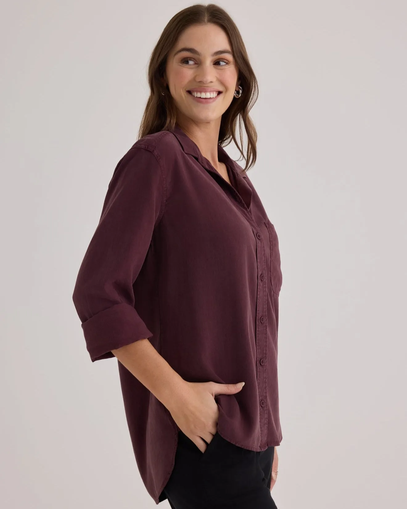Shirt Tail Button Down - Pinot Noir sold by Bella Dahl product image thumbnail 4