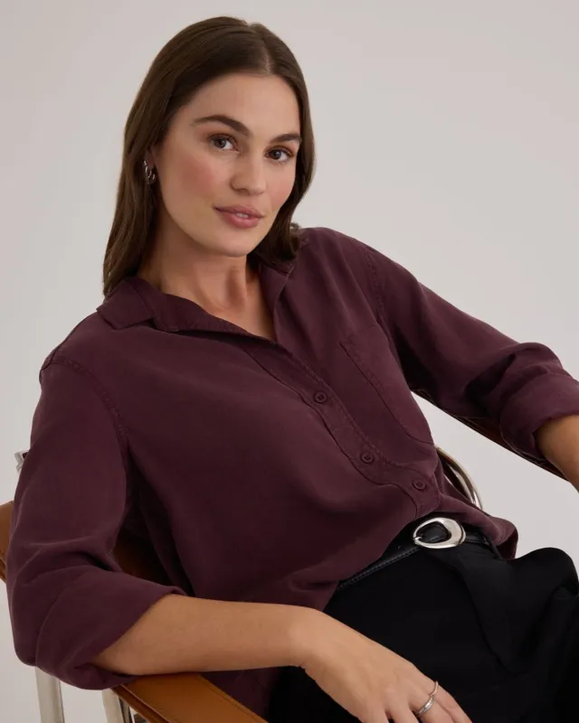 Shirt Tail Button Down - Pinot Noir sold by Bella Dahl
