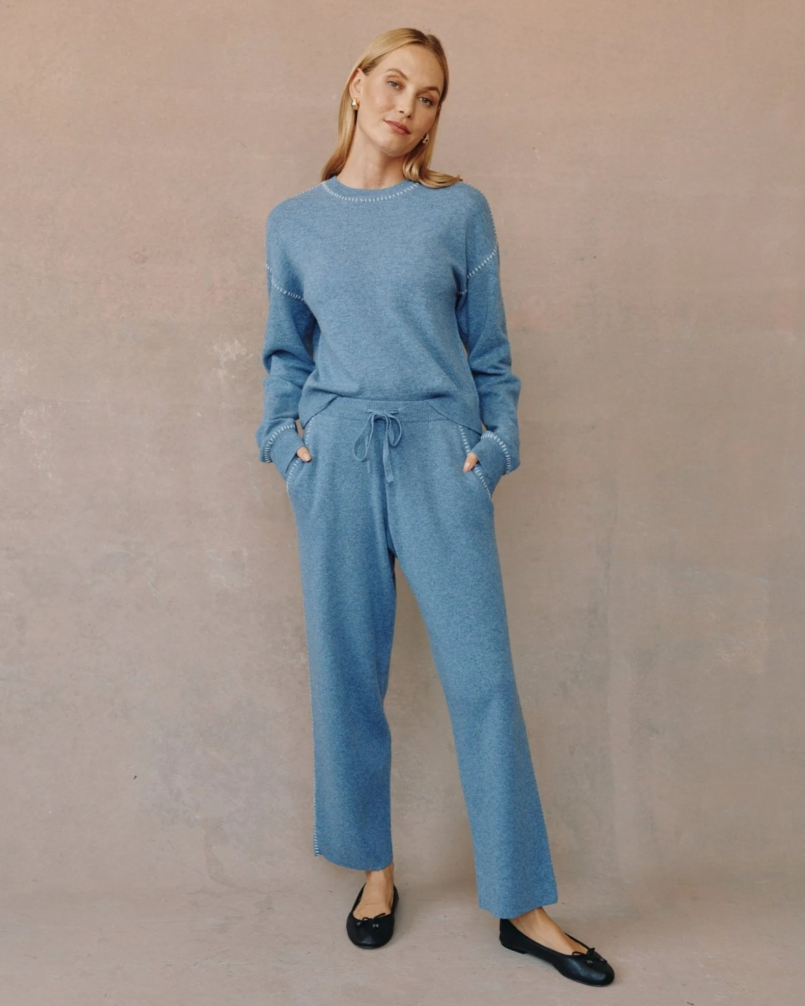Whip Stitch Straight Leg Pant - Heather Blue sold by Bella Dahl
