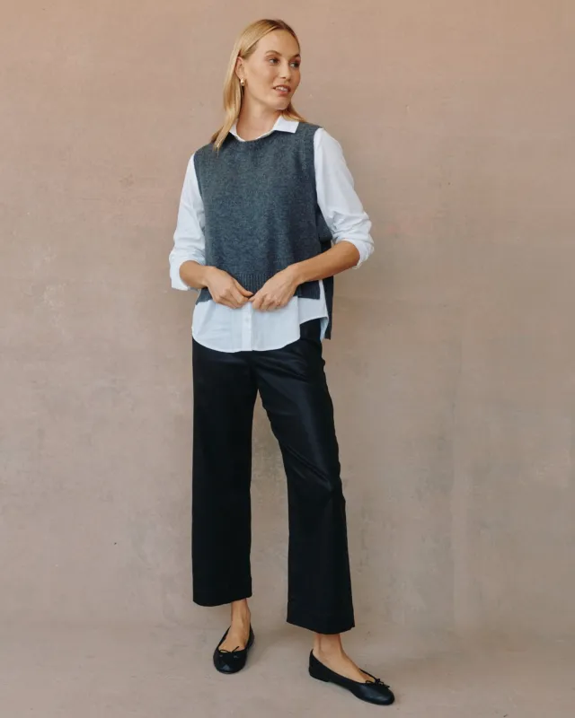 Side Tie Vest - Charcoal sold by Bella Dahl
