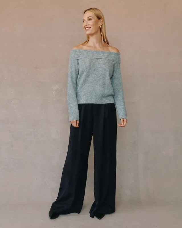 Off Shoulder Sweater - Heather Grey Shimmer sold by Bella Dahl