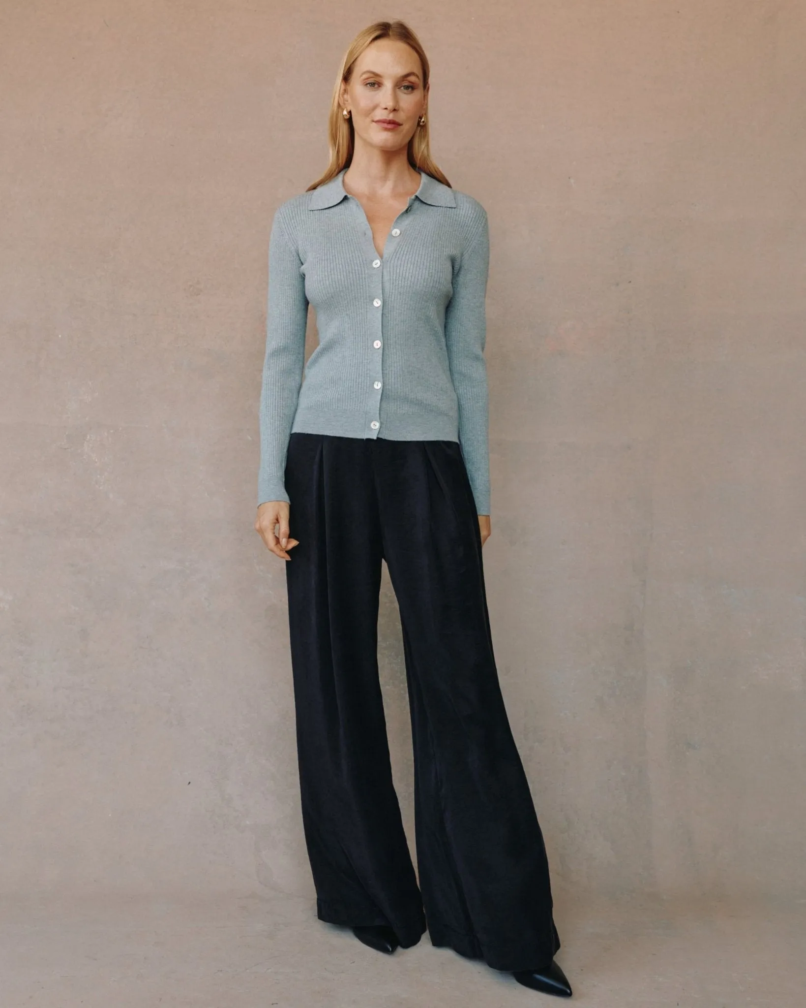 Collared Button Down Sweater - Heather Grey sold by Bella Dahl