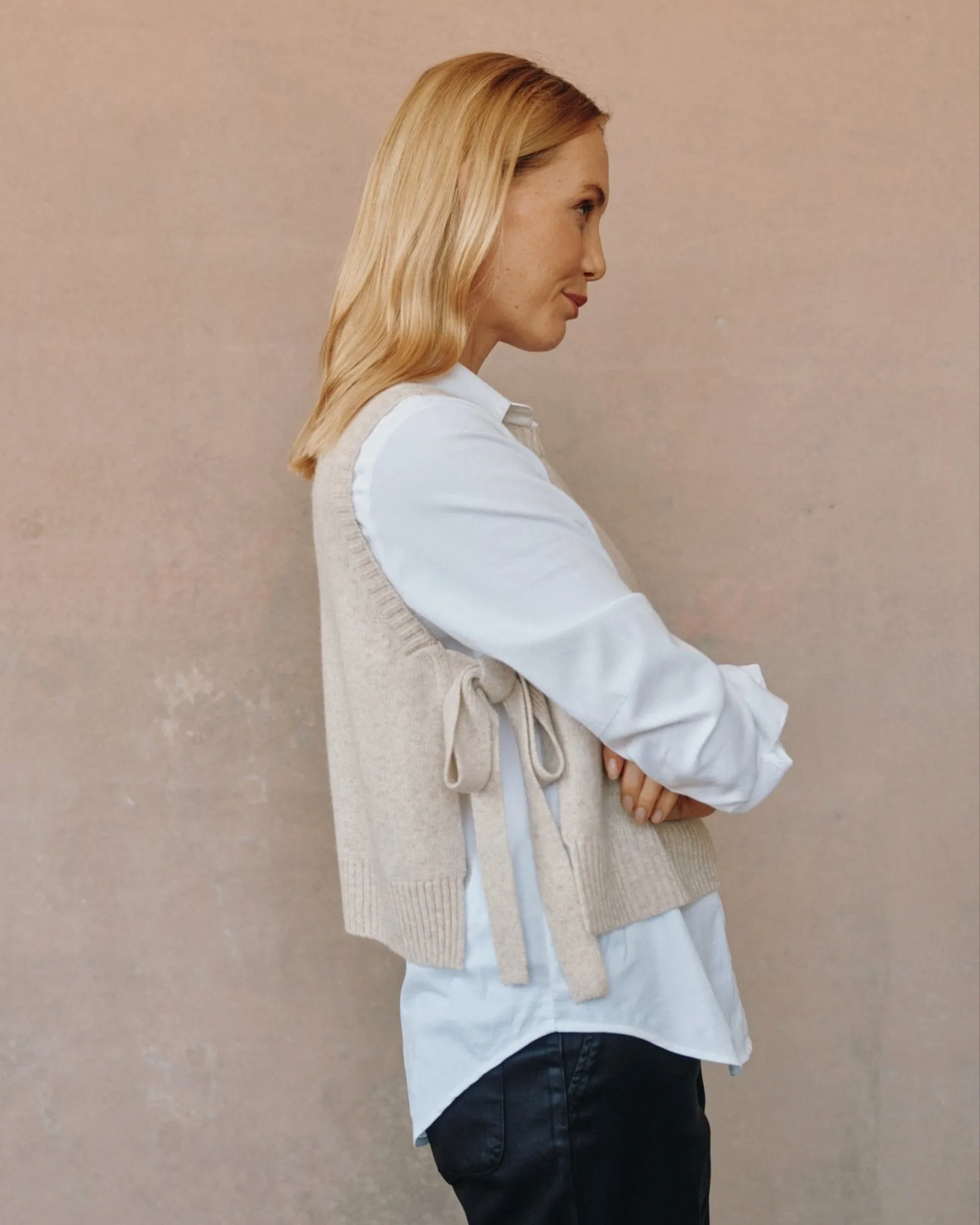 Side Tie Vest - Ivory Oat sold by Bella Dahl product image thumbnail 4