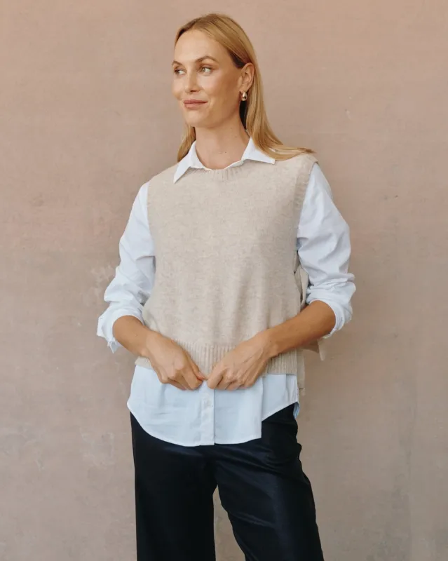Side Tie Vest - Ivory Oat sold by Bella Dahl
