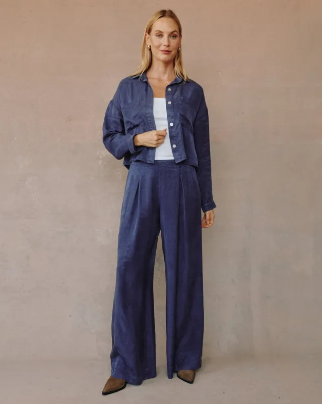 Wide Hem Cropped Button Down - Royal Navy sold by Bella Dahl