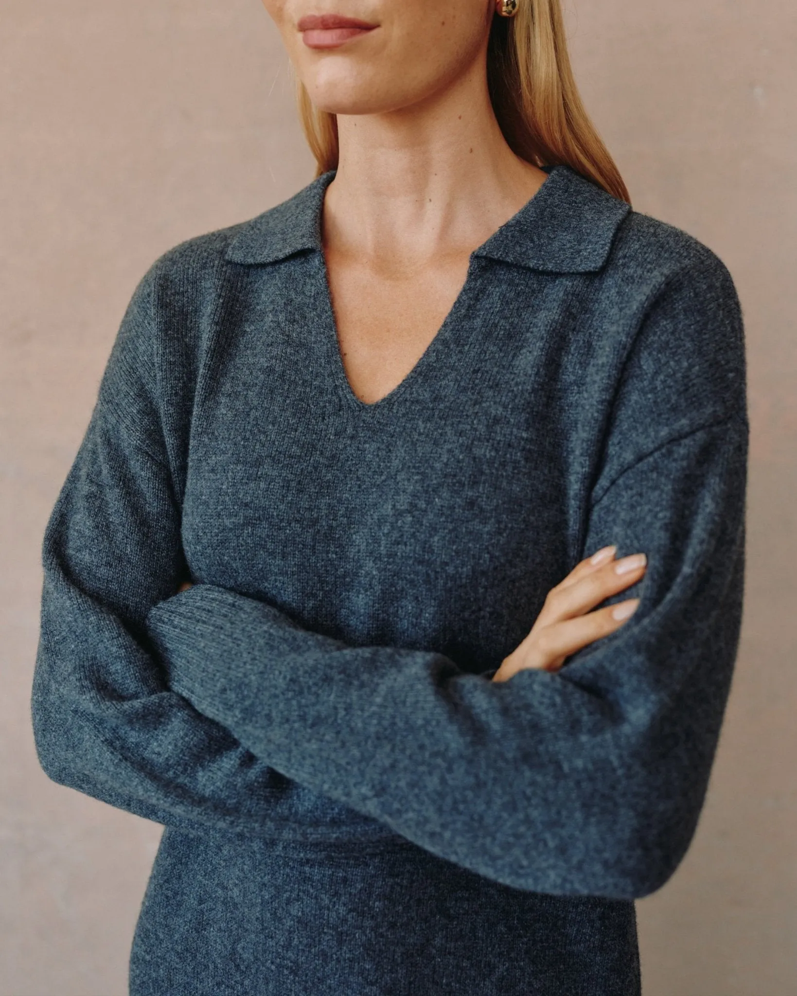 Collared Pullover Sweater Dress - Charcoal sold by Bella Dahl product image thumbnail 4