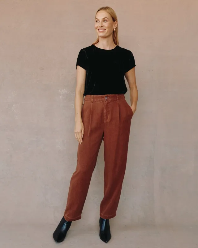 Single Pleat Pant- Honey Oak sold by Bella Dahl