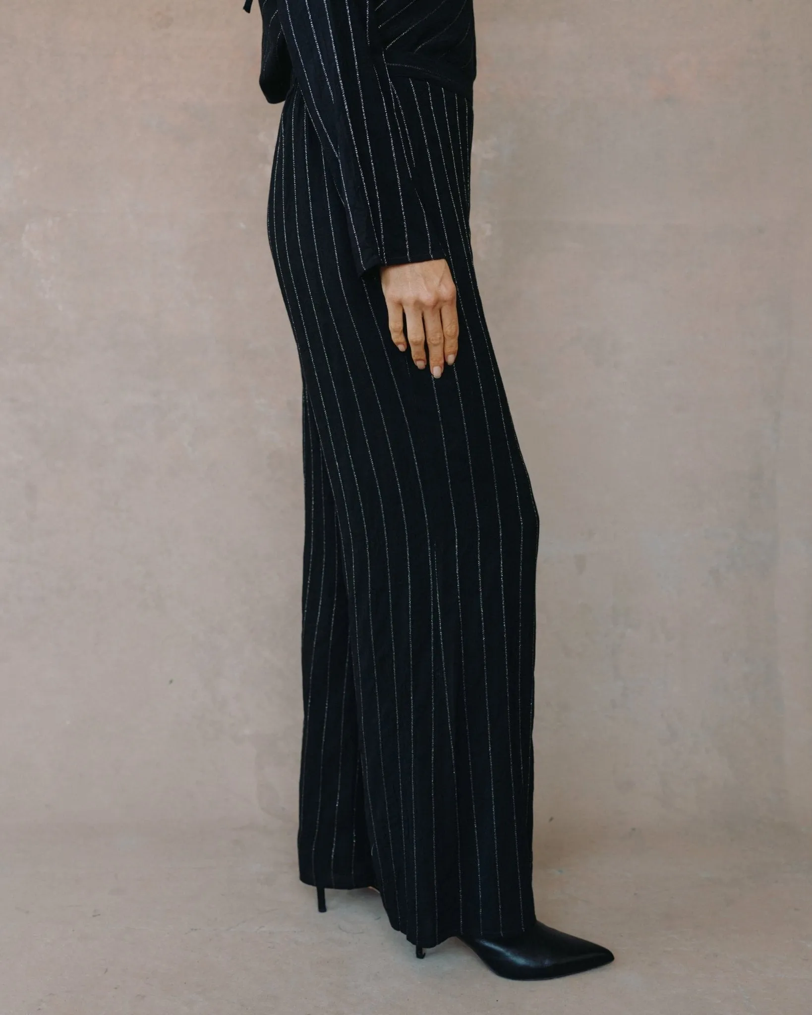 Elastic Back Wide Leg Pant - Black Lurex Stripe sold by Bella Dahl product image thumbnail 3