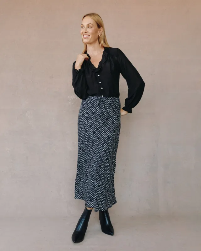 Bias Skirt With Tie - Grid Print sold by Bella Dahl