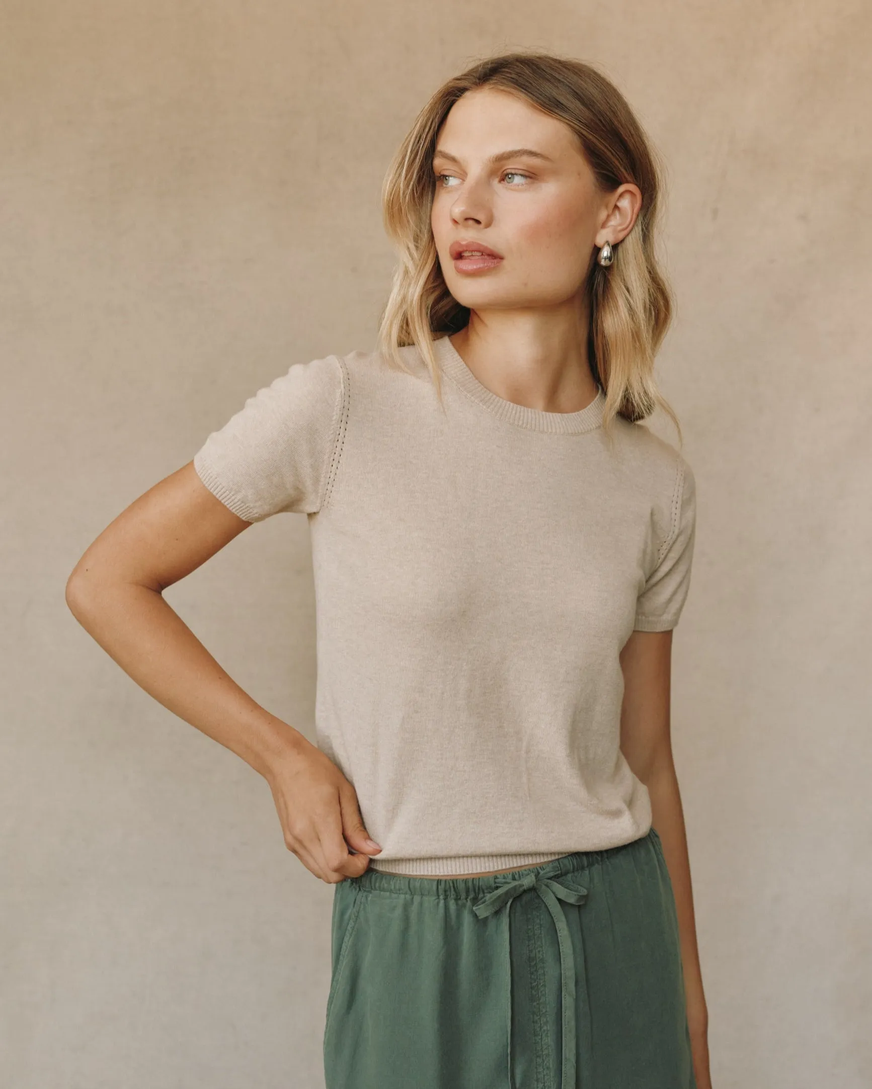 Short Sleeve Crew Neck Knit Top - Sable Sand sold by Bella Dahl product image thumbnail 2