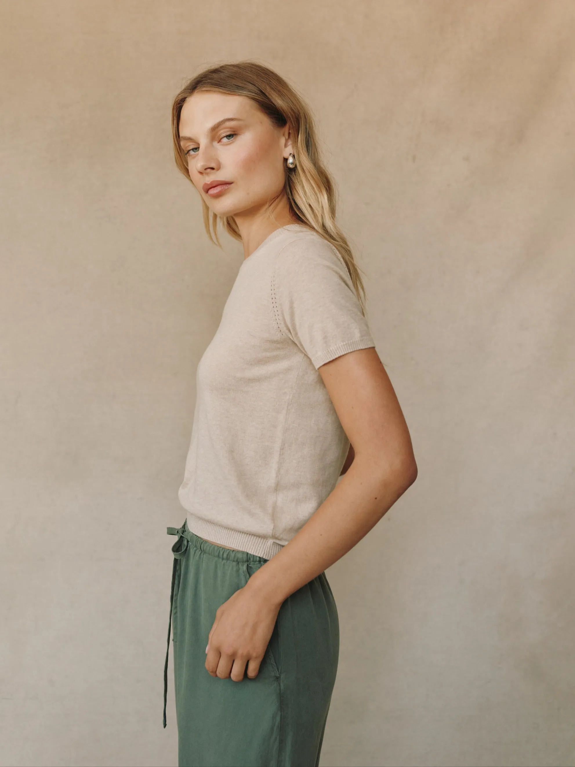Short Sleeve Crew Neck Knit Top - Sable Sand sold by Bella Dahl product image thumbnail 3