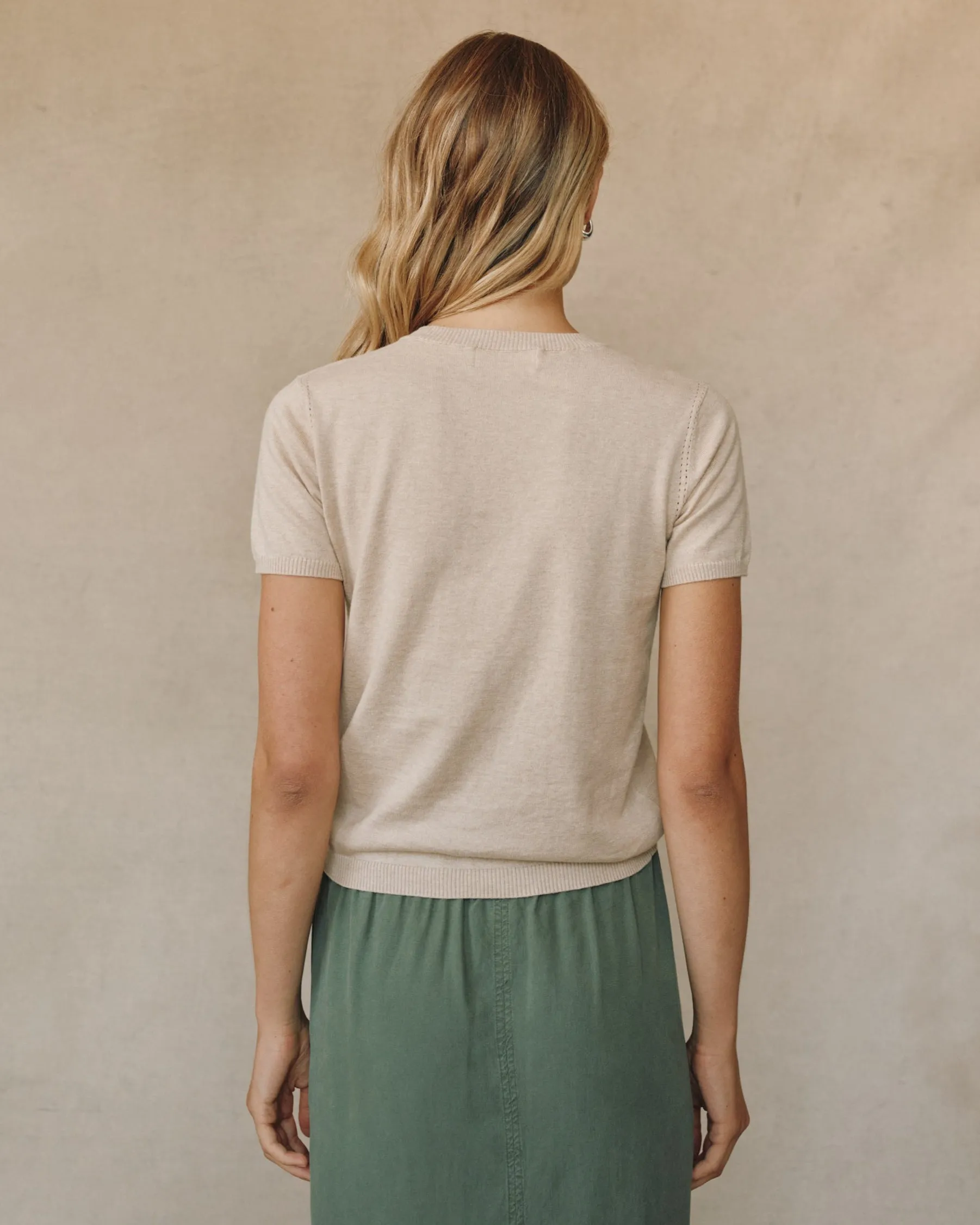 Short Sleeve Crew Neck Knit Top - Sable Sand sold by Bella Dahl product image thumbnail 4