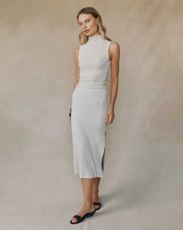 Clean Waist Knit Skirt With Side Slit - Moon Stone sold by Bella Dahl