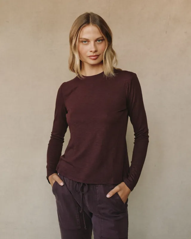 Long Sleeve Crew Tee - Pinot Noir sold by Bella Dahl