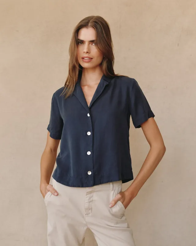 Short Sleeve Flowy Button Down - Endless Sea sold by Bella Dahl
