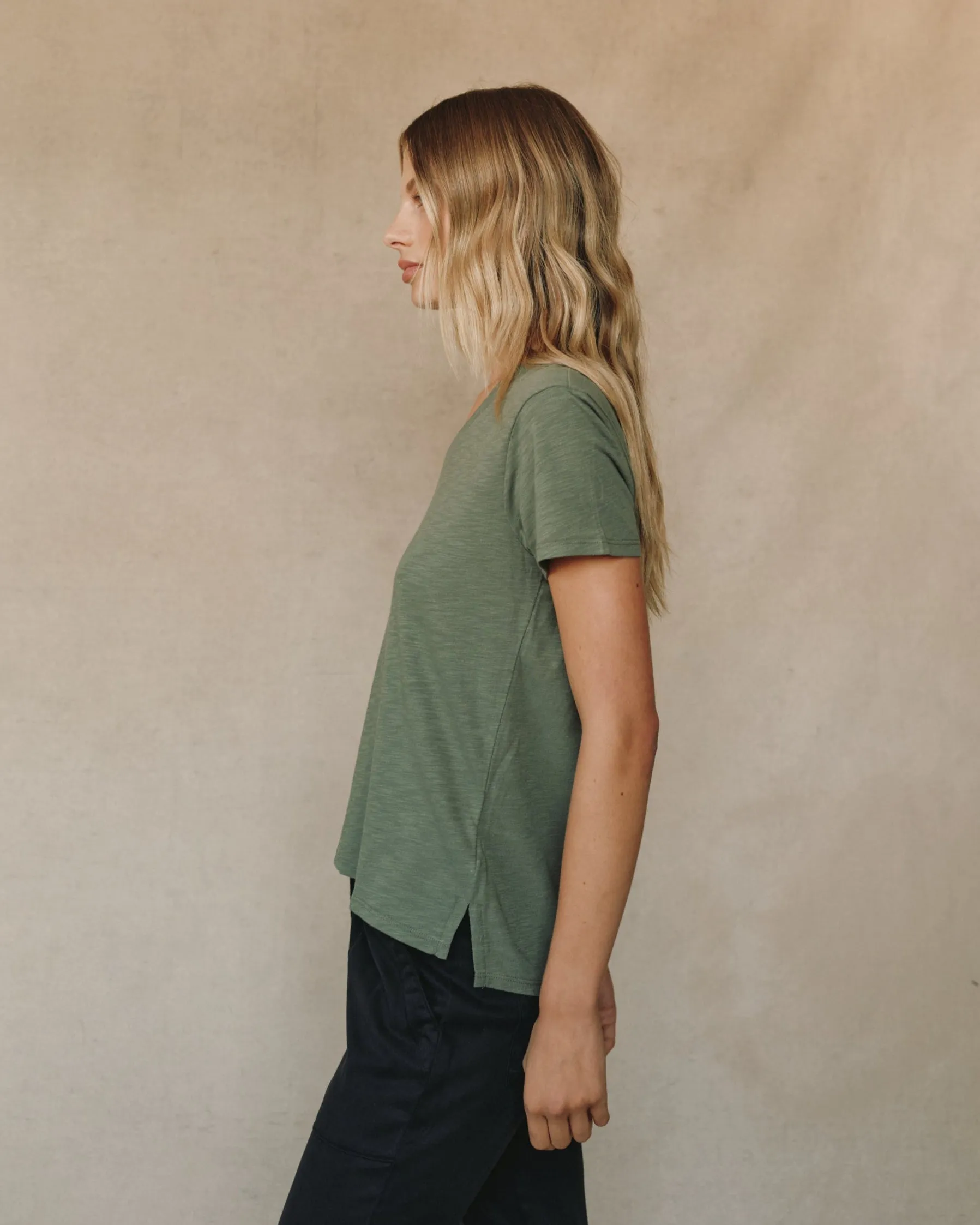 Side Slit V Neck Tee - Fernwood sold by Bella Dahl product image thumbnail 3