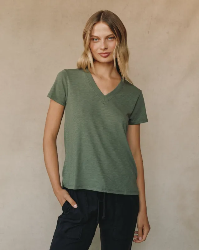 Side Slit V Neck Tee - Fernwood sold by Bella Dahl