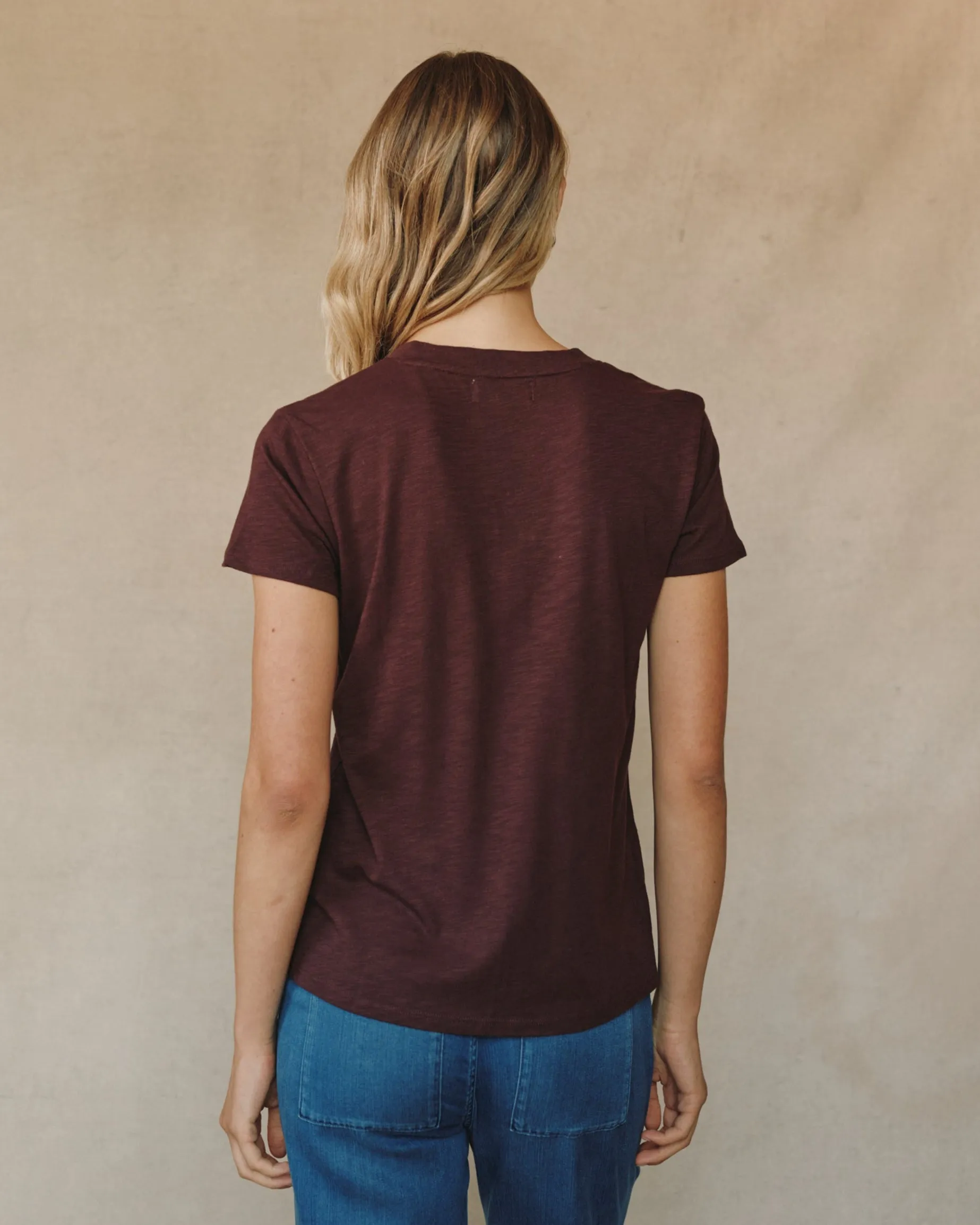 Side Slit V Neck Tee - Pinot Noir sold by Bella Dahl product image thumbnail 4
