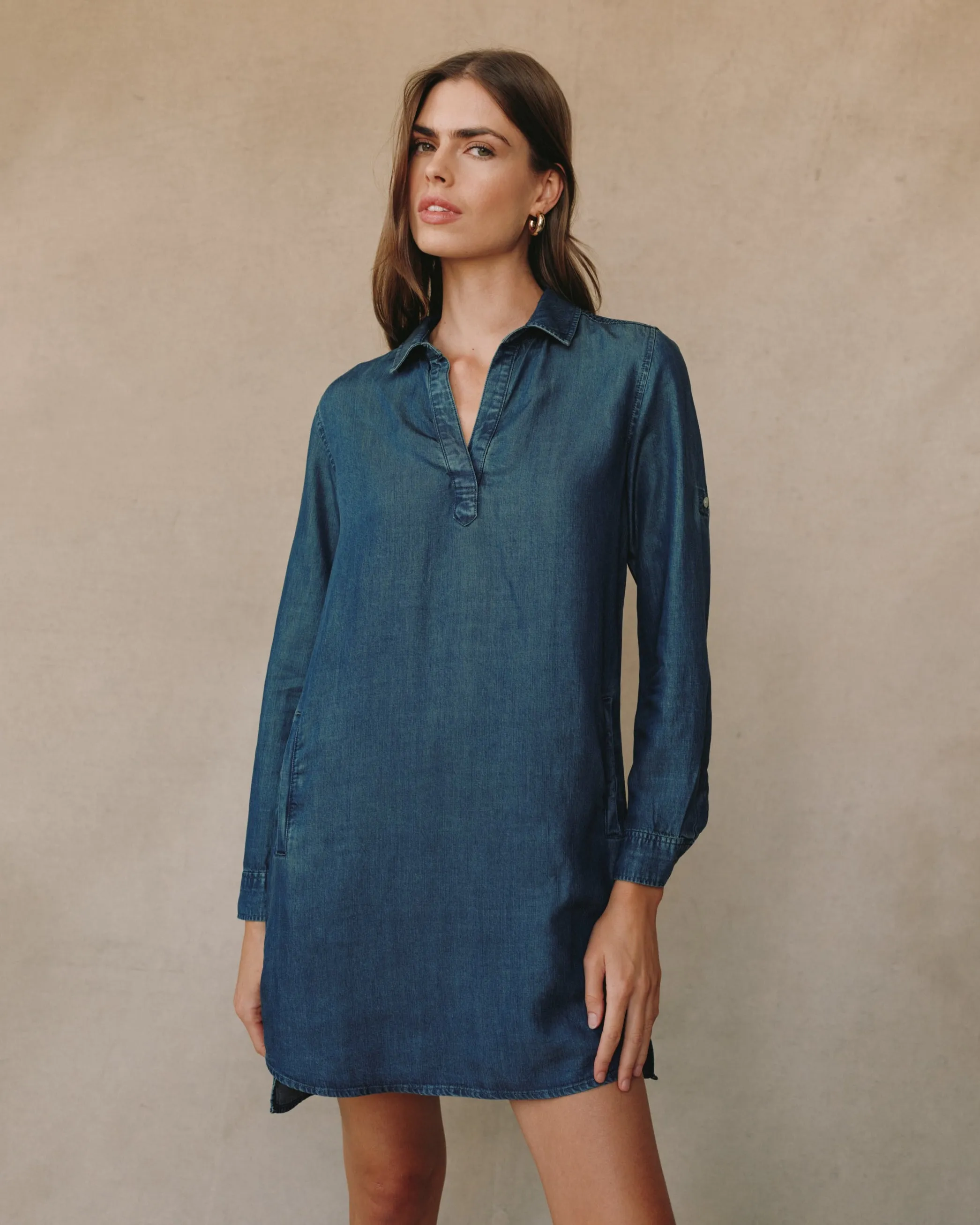 Long Sleeve A Line Shirt Dress - Twilight Rinse Wash sold by Bella Dahl product image thumbnail 3
