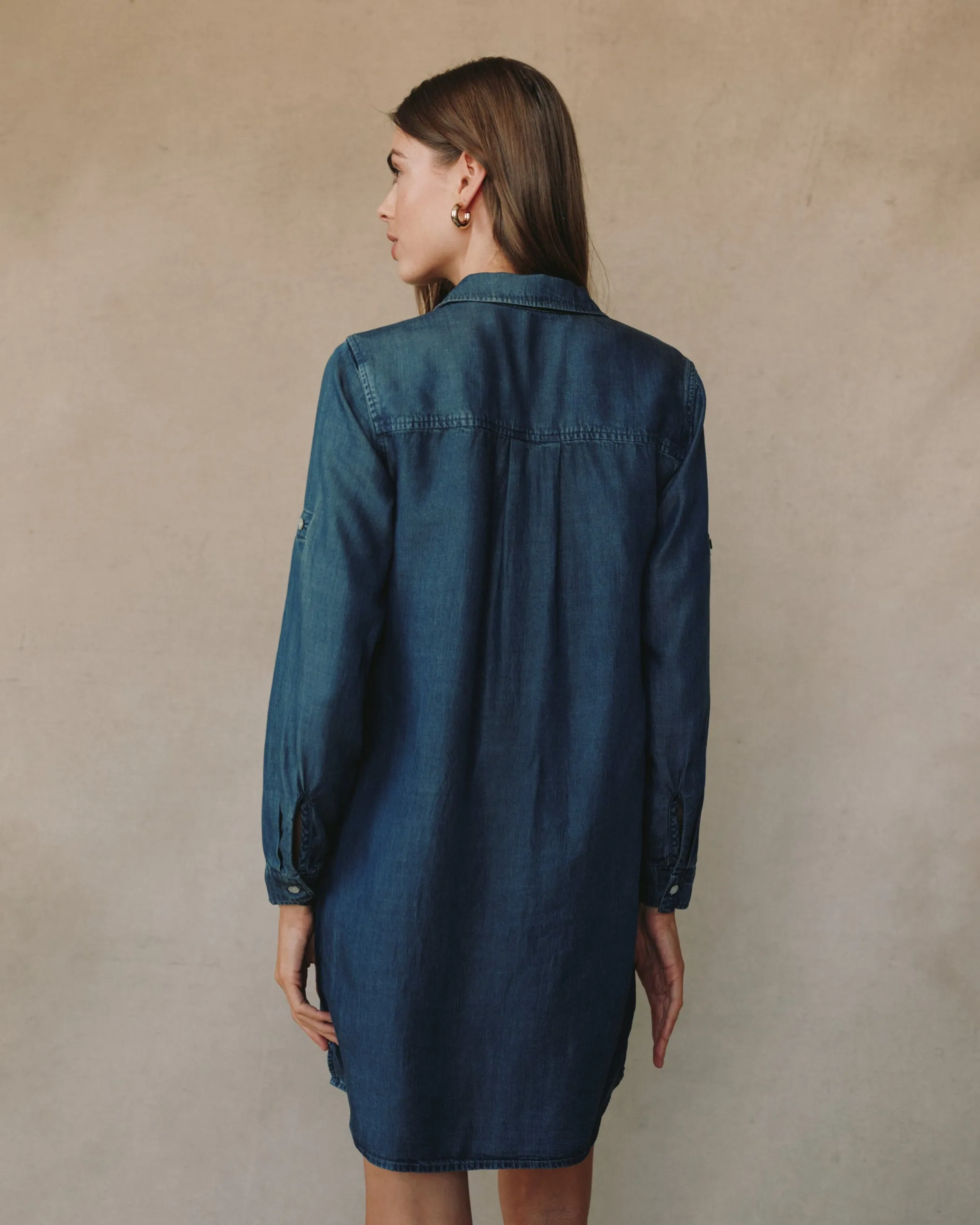 Long Sleeve A Line Shirt Dress - Twilight Rinse Wash sold by Bella Dahl product image thumbnail 5