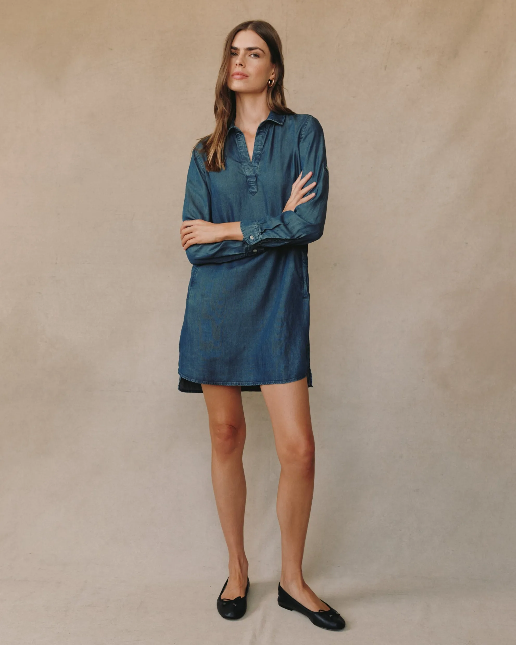 Long Sleeve A Line Shirt Dress - Twilight Rinse Wash sold by Bella Dahl product image thumbnail 2