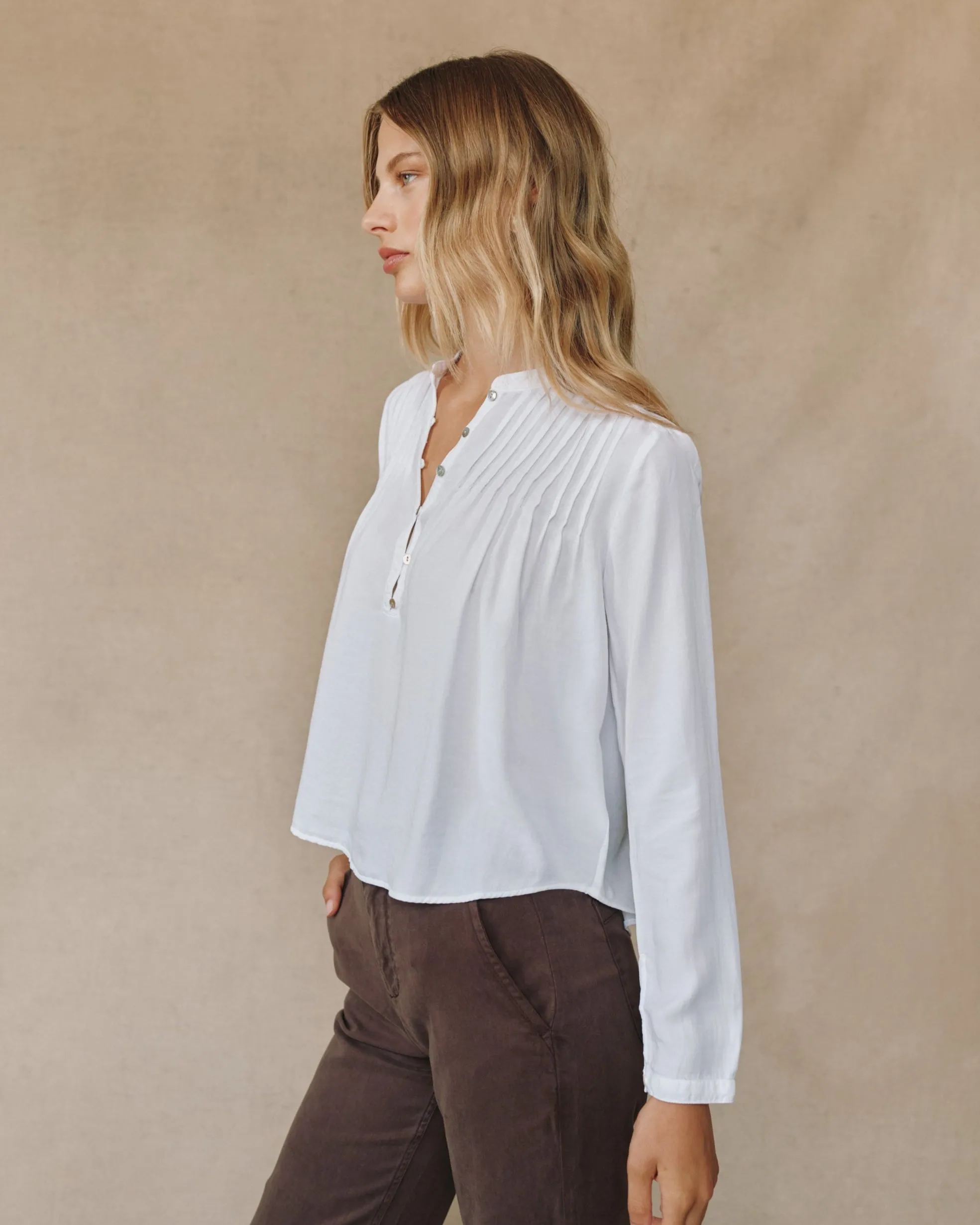 Long Sleeve Pintuck Pullover - White sold by Bella Dahl product image thumbnail 4