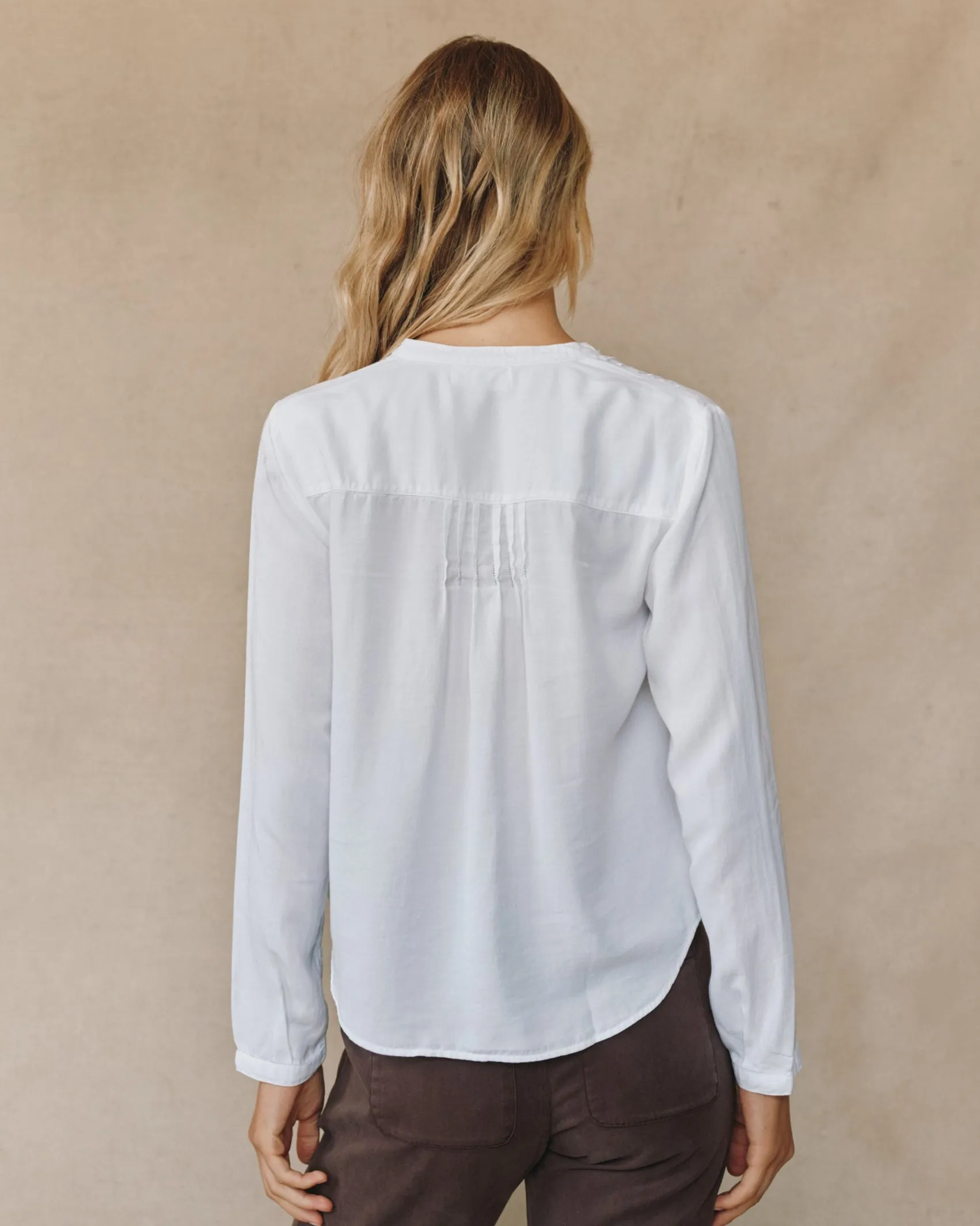 Long Sleeve Pintuck Pullover - White sold by Bella Dahl product image thumbnail 5