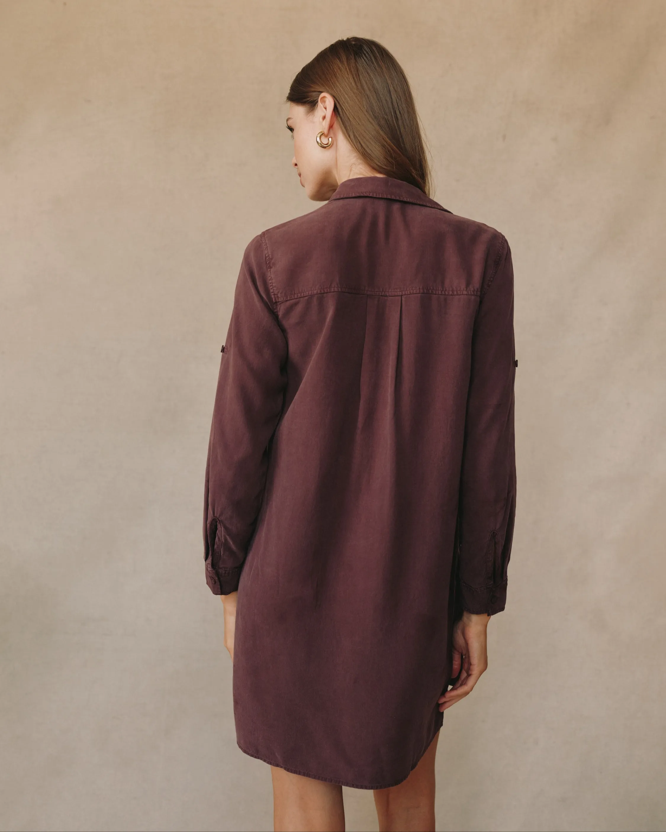 Long Sleeve A Line Shirt Dress - Pinot Noir sold by Bella Dahl product image thumbnail 4