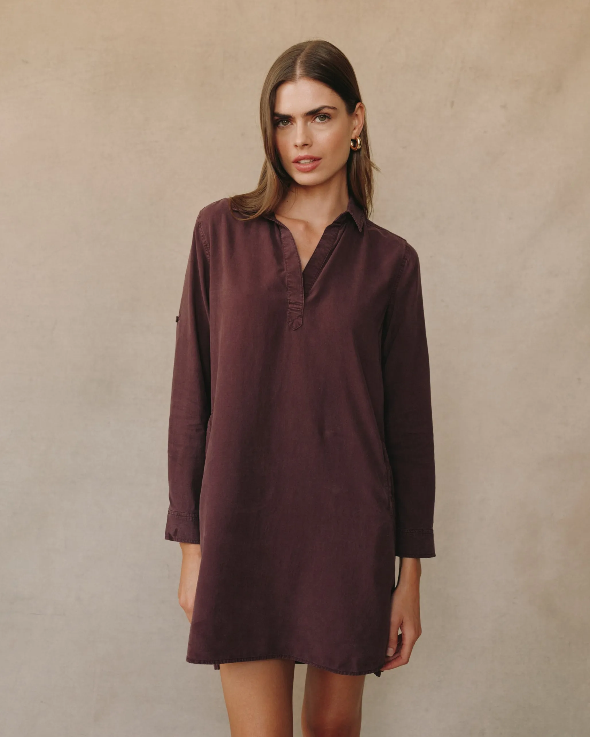 Long Sleeve A Line Shirt Dress - Pinot Noir sold by Bella Dahl product image thumbnail 2