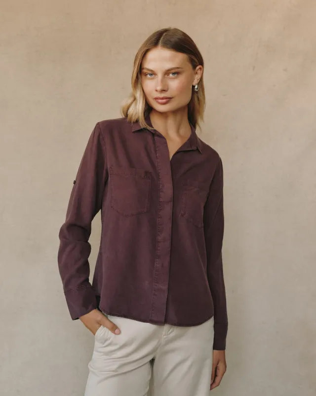 Split Back Button Down - Pinot Noir sold by Bella Dahl