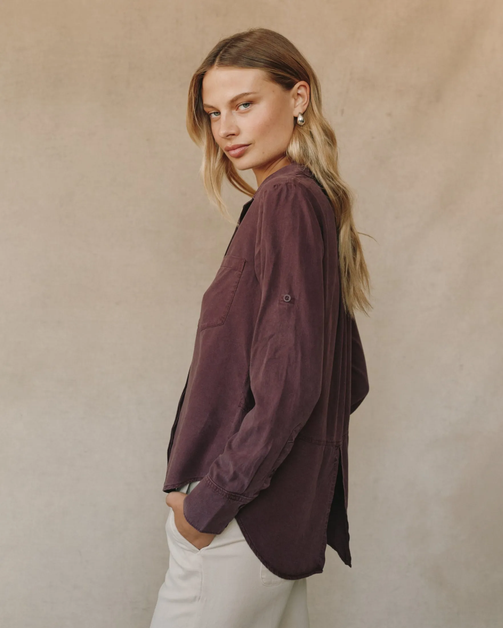 Split Back Button Down - Pinot Noir sold by Bella Dahl product image thumbnail 3