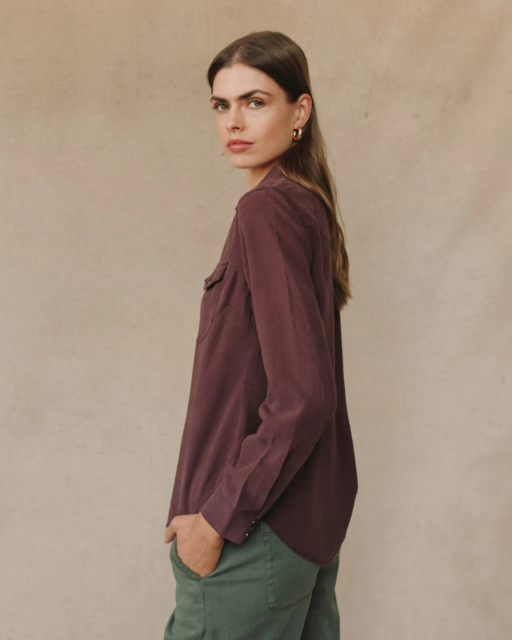 Western Shirt - Pinot Noir sold by Bella Dahl product image thumbnail 4