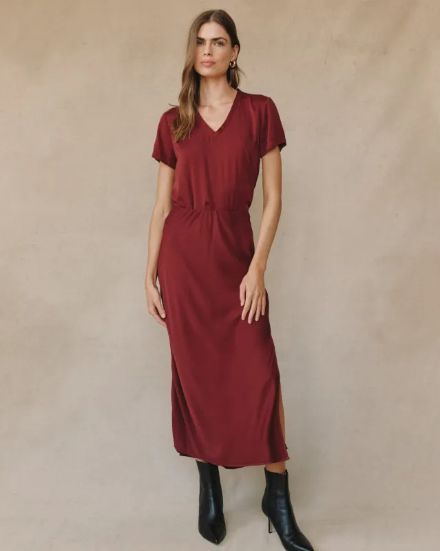 Satin Side Slit Bias Maxi Skirt - Deep Plum sold by Bella Dahl